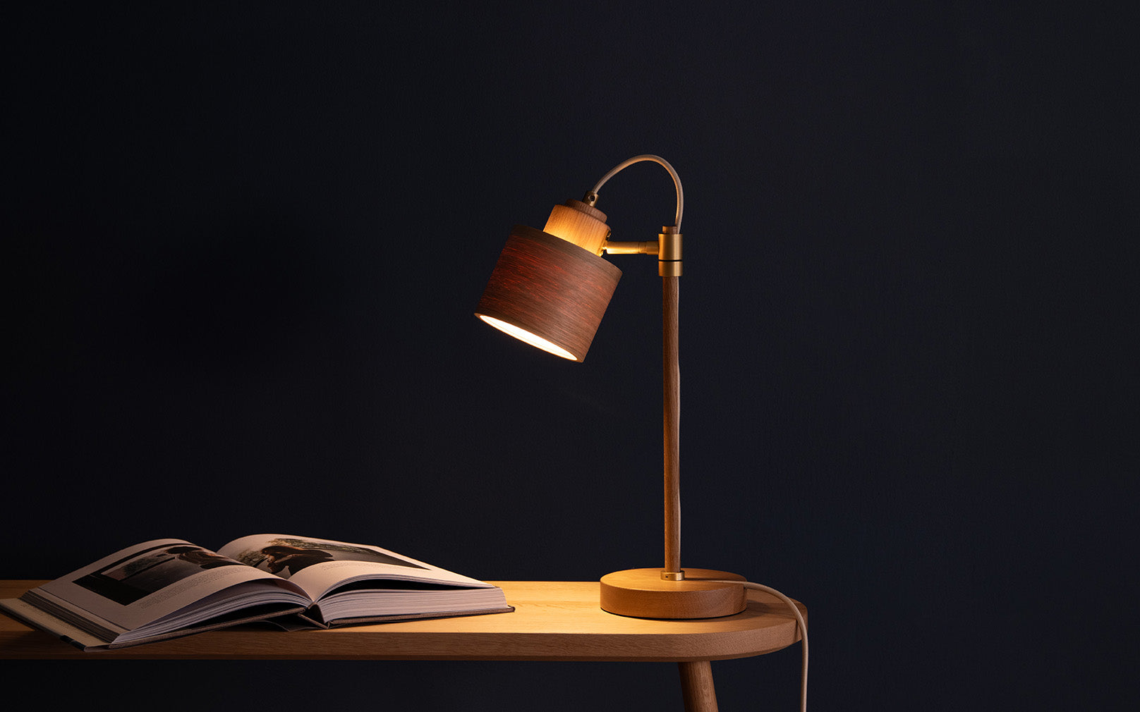 Spire Table Light | Wooden Desk Lamp with Shade | Tom Raffield