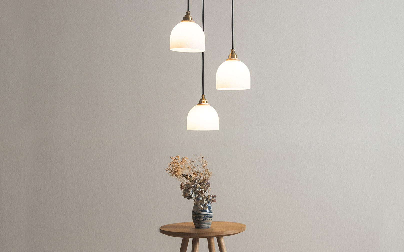 Glass Bue Pendant - Trio Cluster