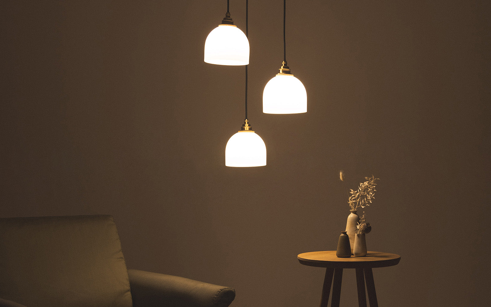 Glass Bue Pendant - Trio Cluster