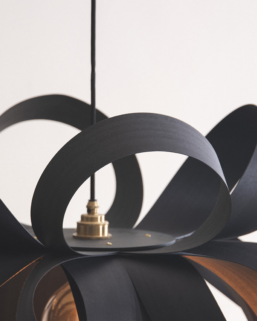 Noctis Skipper Pendant Large | Black Wooden Ceiling Light | Tom Raffield