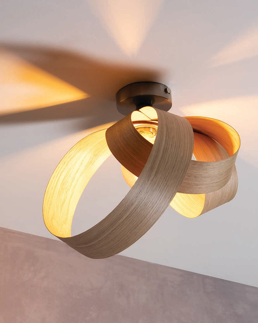 Oak flush ceiling shop light